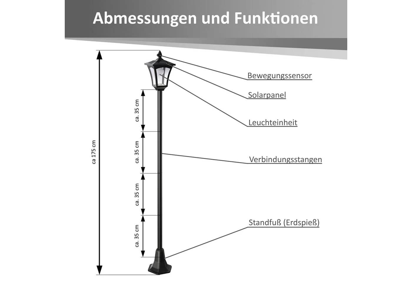 Northpoint LED Solar Gartenlaterne mit Bewegungssensor