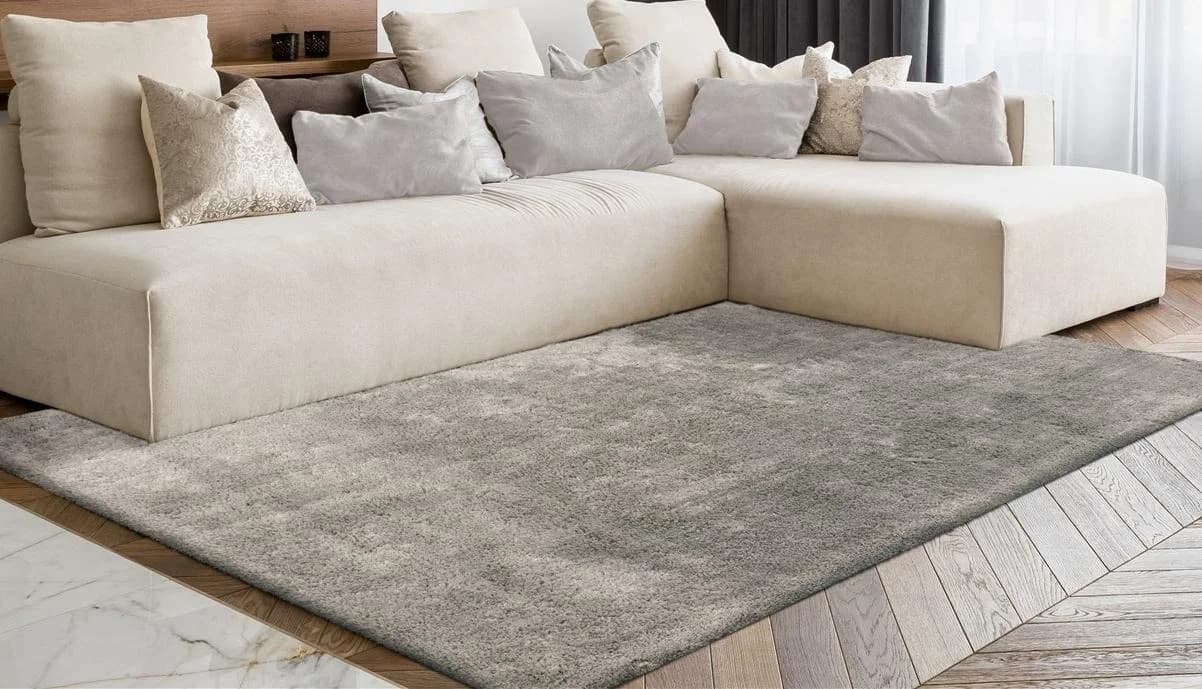 CALO-DELUXE Hochflor-Teppich Vossi 111 Silber Uni-Optik