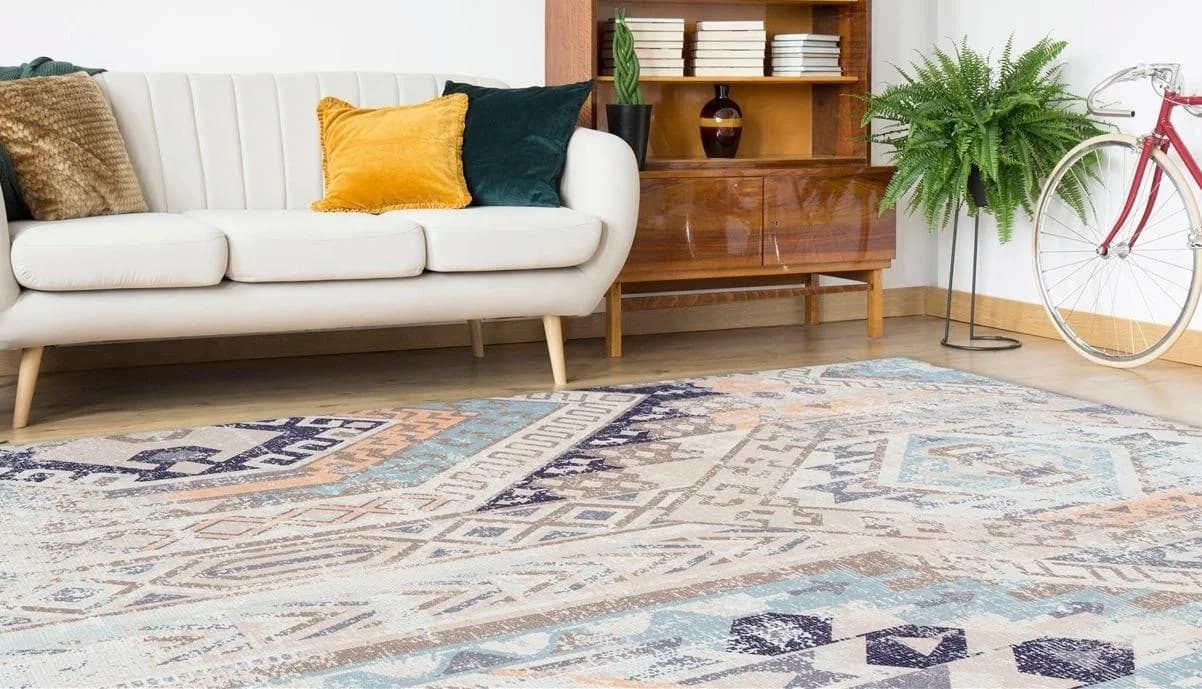 Calo-deluxe Emin 600 Vintage Teppich Bunt Blau