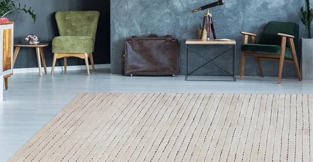Calo-deluxe Scorpius 115 Teppich Beige Streifenmuster