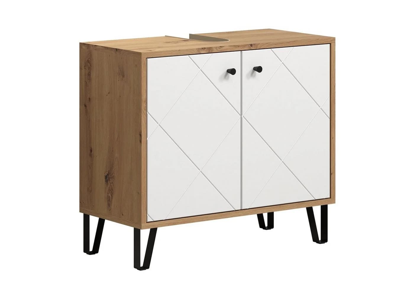 trendteam Waschbeckenunterschrank Weiß Matt Lack Skandi Design - Bild 2