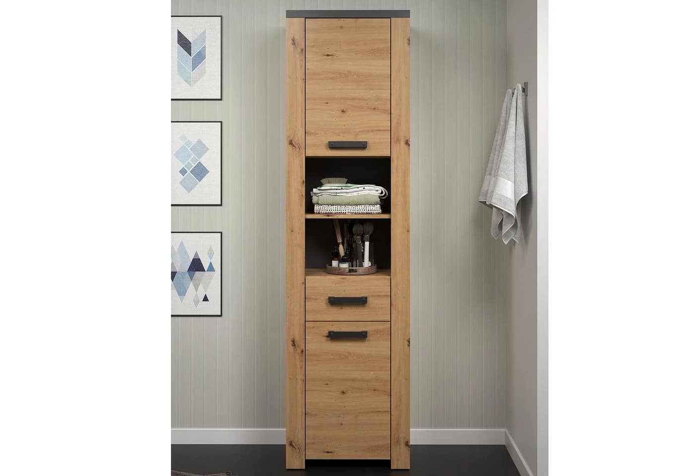 trendteam Hochschrank Badezimmerschrank Eiche Melamin Modern - Bild 4