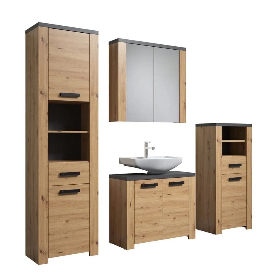 trendteam Badmöbel-Set Follow 4-teilig Artisan Eiche Grau - Bild 4