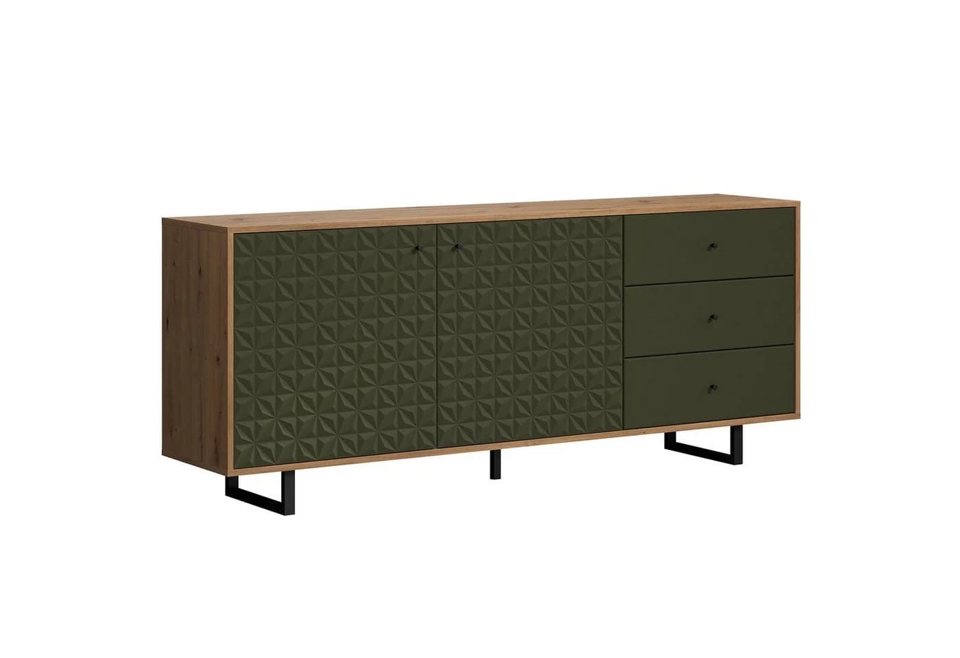 trendteam Lowboard Sideboard Sentra Grün/Eiche - Bild 2