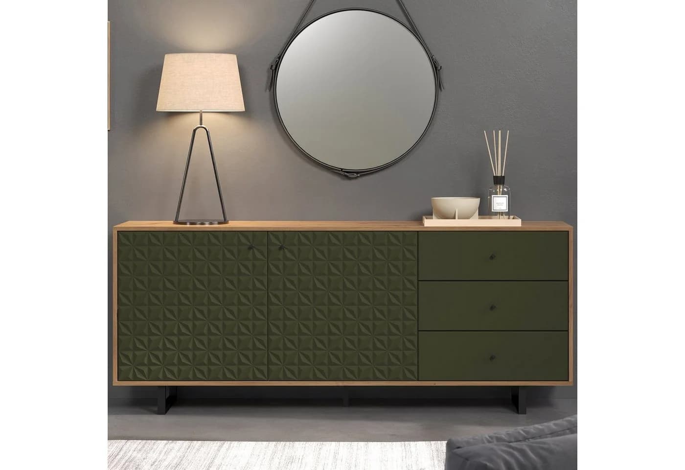 trendteam Lowboard Sideboard Sentra Grün/Eiche - Bild 4