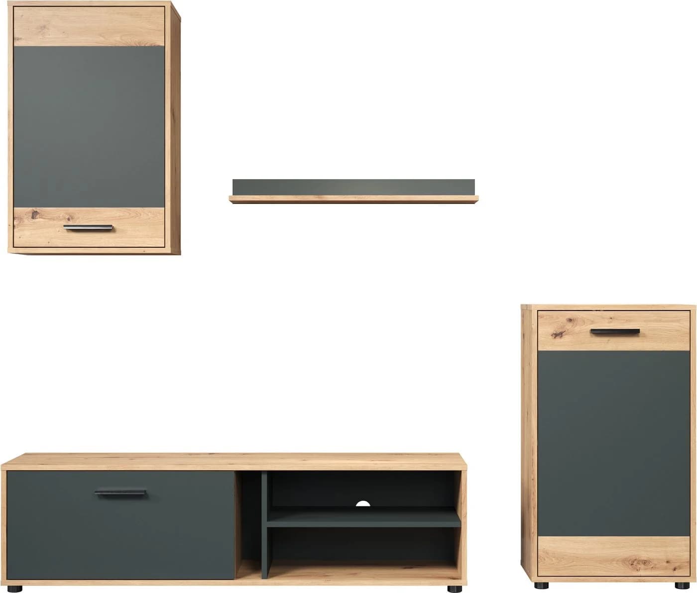 INOSIGN Wohnwand Valetta Set Eiche Anthrazit Modern