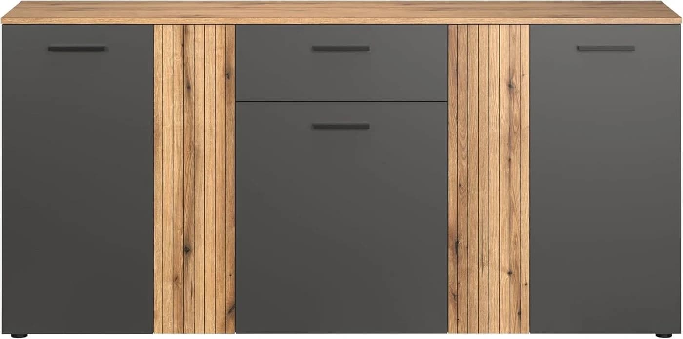 trendteam Kommode Sideboard 181 cm Anthrazit Eiche Melamin