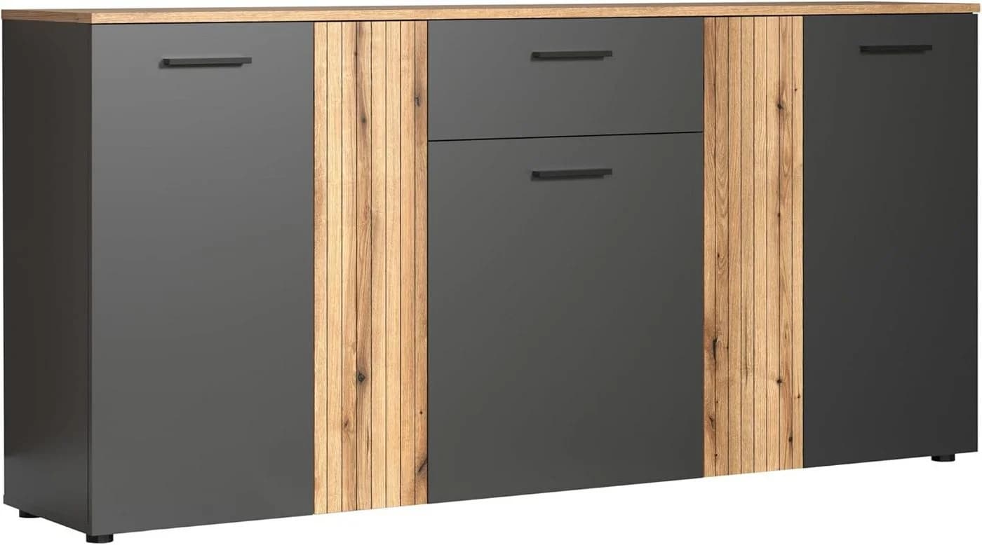 trendteam Kommode Sideboard 181 cm Anthrazit Eiche Melamin - Bild 2