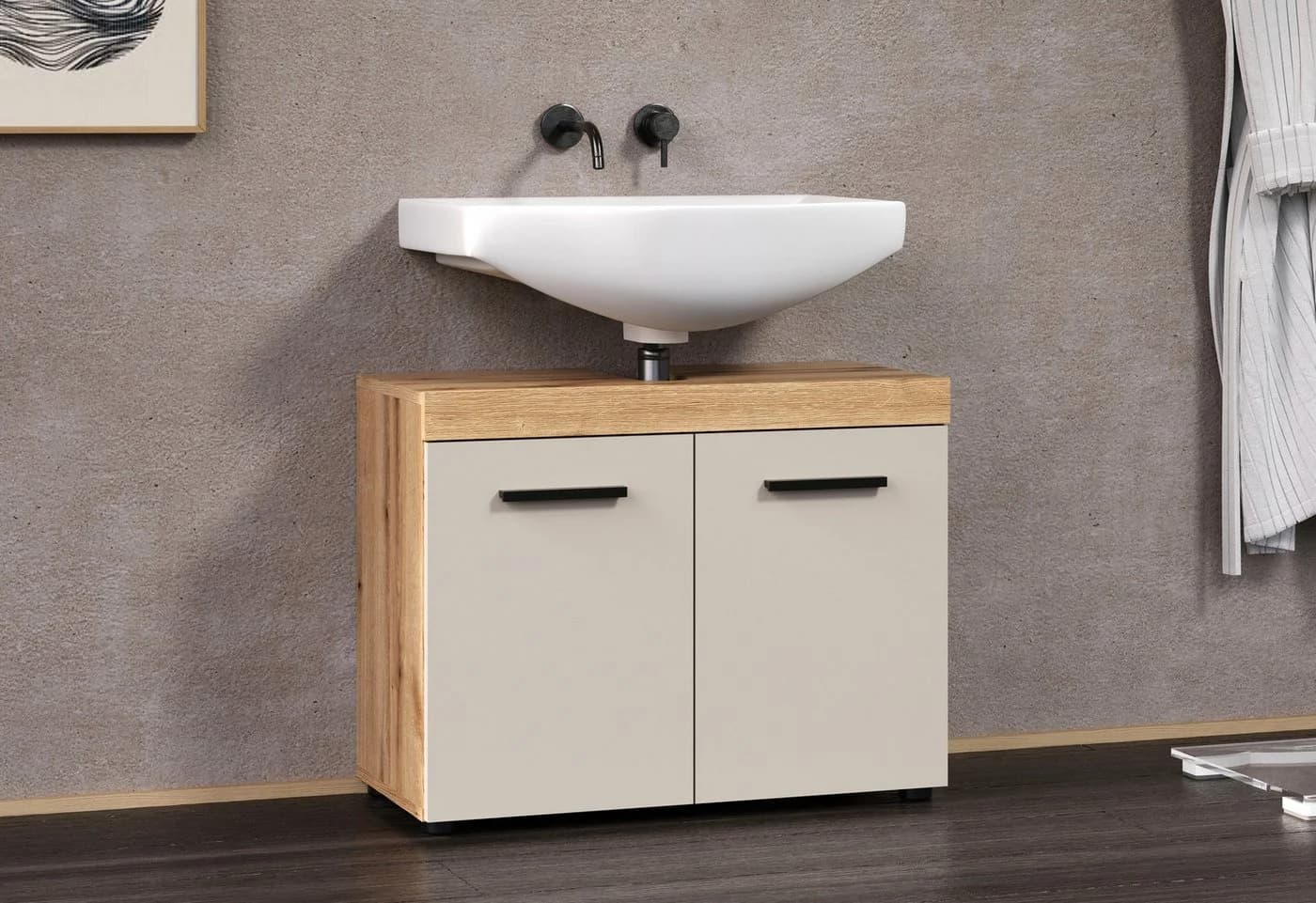 Waschbeckenunterschrank WELLTIME Isera Kaschmir/Evoke Eiche - Bild 5