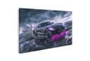 Islandburner Leinwandbild Mercedes im Gewitter mit lila Neonlicht Bild 2