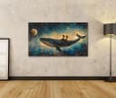 islandburner Leinwandbild Mondlicht Abenteuer auf einem Wal 100x57cm Bild 1