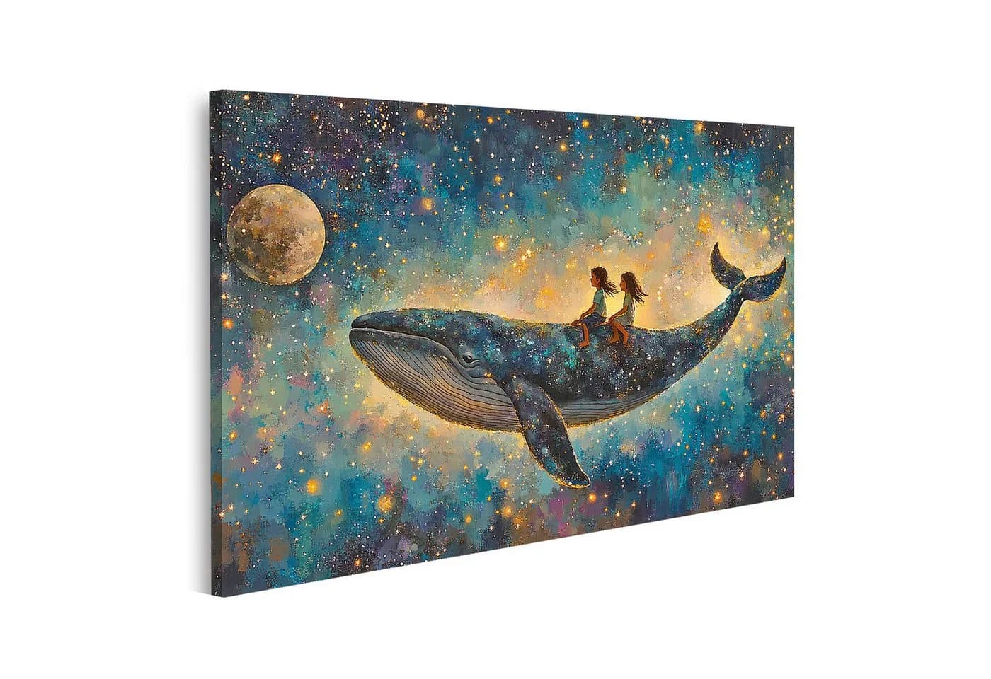 islandburner Leinwandbild Mondlicht Abenteuer auf einem Wal 100x57cm - Bild 2