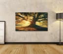 islandburner Leinwandbild Alte Eiche im Sonnenlicht Bunt Bild 1