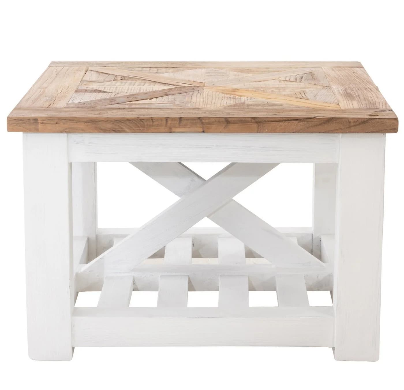 TPFLiving Couchtisch Bastia Landhausstil Ulmenholz Beige