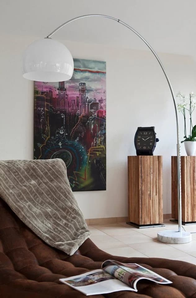 SALESFEVER Bogenlampe Weiß mit Dimmschalter und echtem Marmorfuß - Bild 3