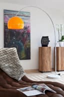 SalesFever Bogenlampe Tammo Orange Chrom Marmorfuß Dimmbar Höhenverstellbar Bild 3
