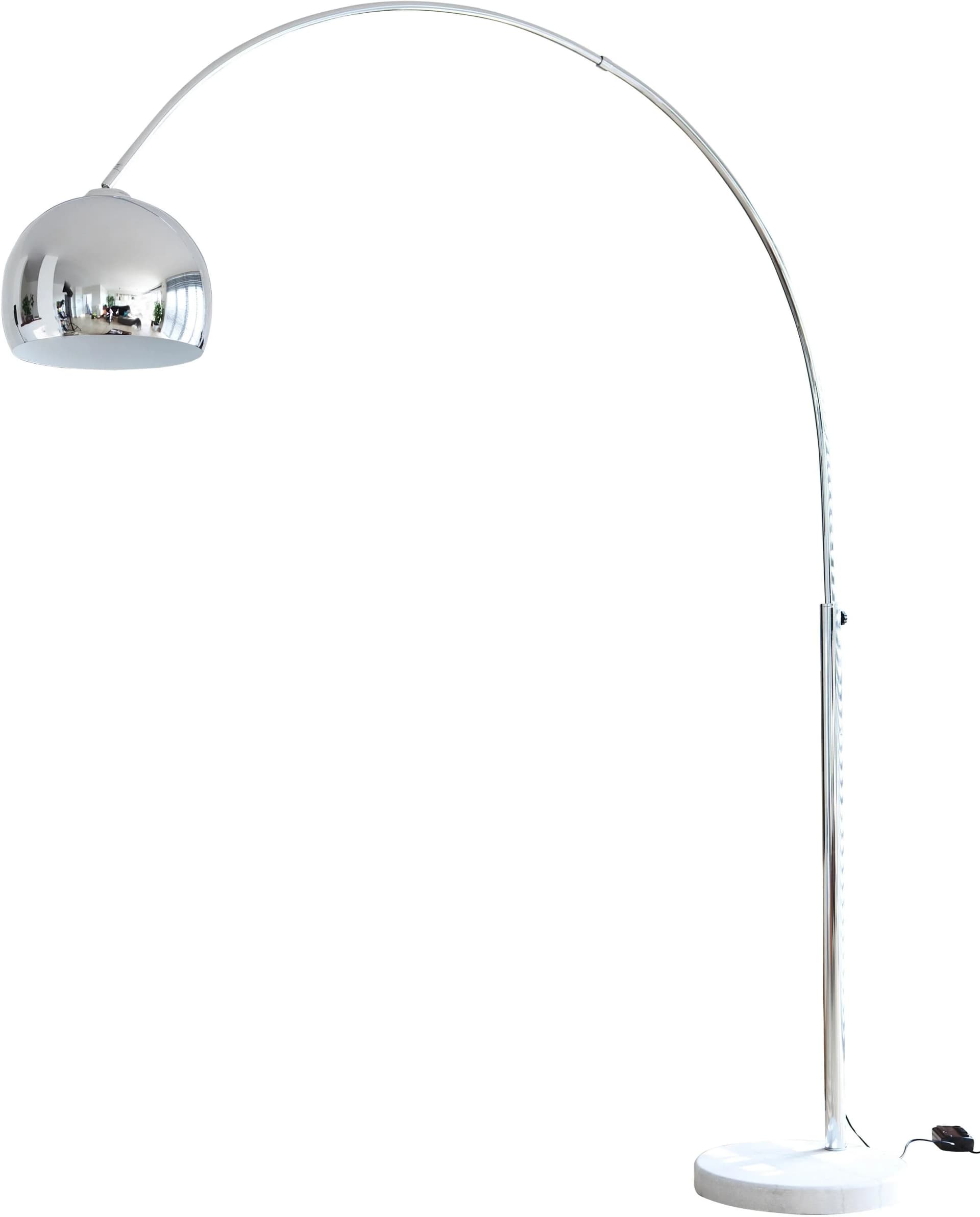SalesFever Bogenlampe Finn Dimmbar Höhenverstellbar Chrom Marmor