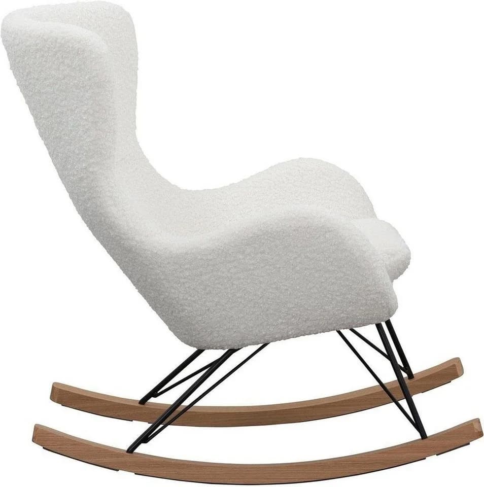 Salesfever Schaukelsessel Weiß Teddyfell-Design Metallkufen - Bild 5