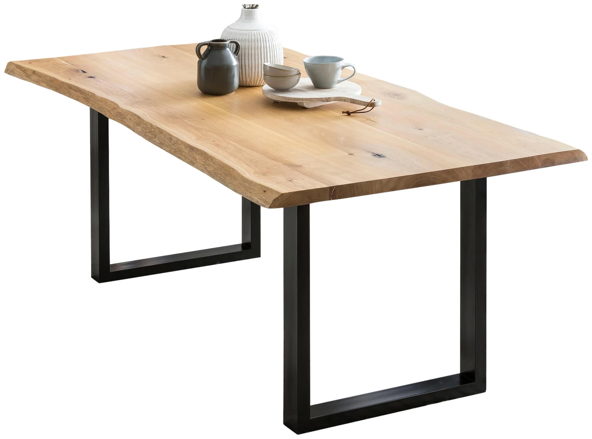 Esstisch SALESFEVER Design-Speisetisch für stilvolles Ambiente, UV-lackierte Eichenholz-Tischplatte