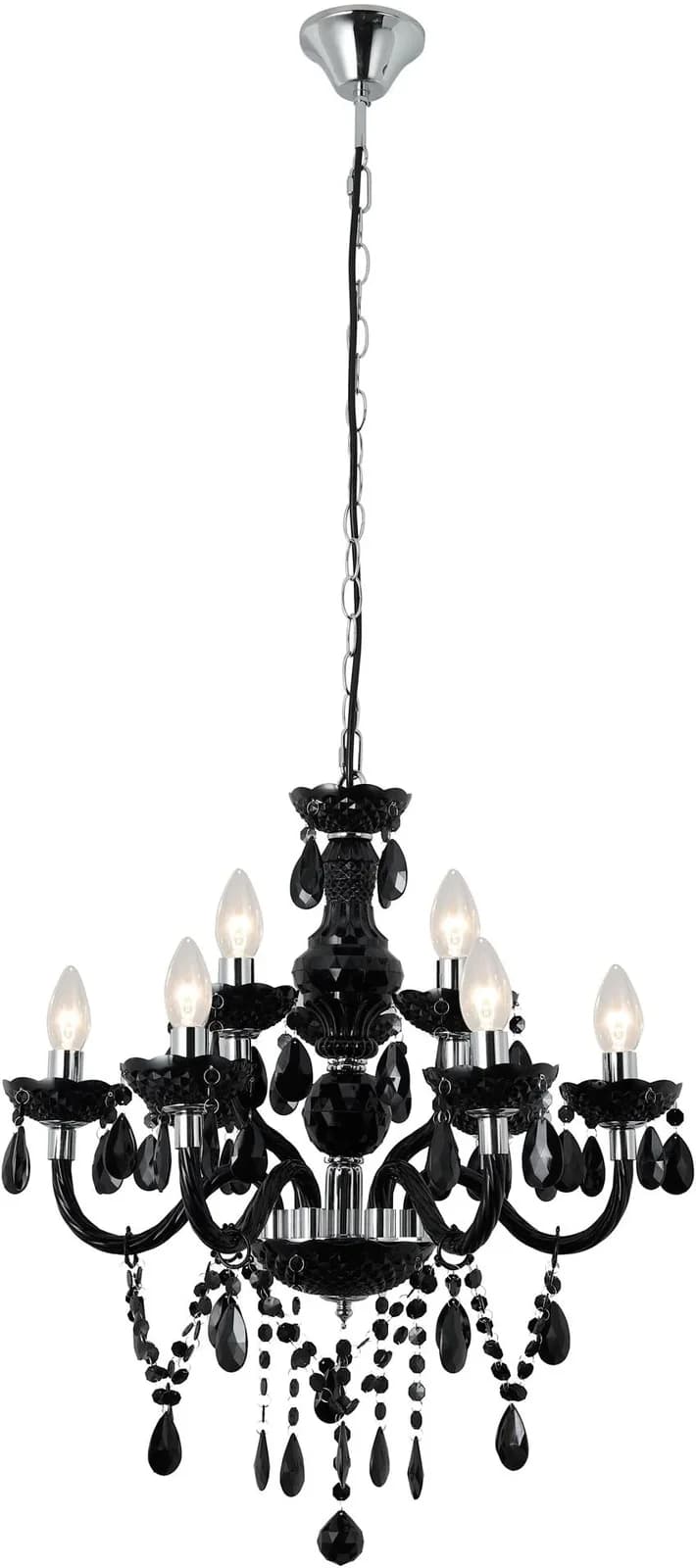 SALESFEVER Kronleuchter Matteo Schwarz 9 Flammen Acryl-Glas