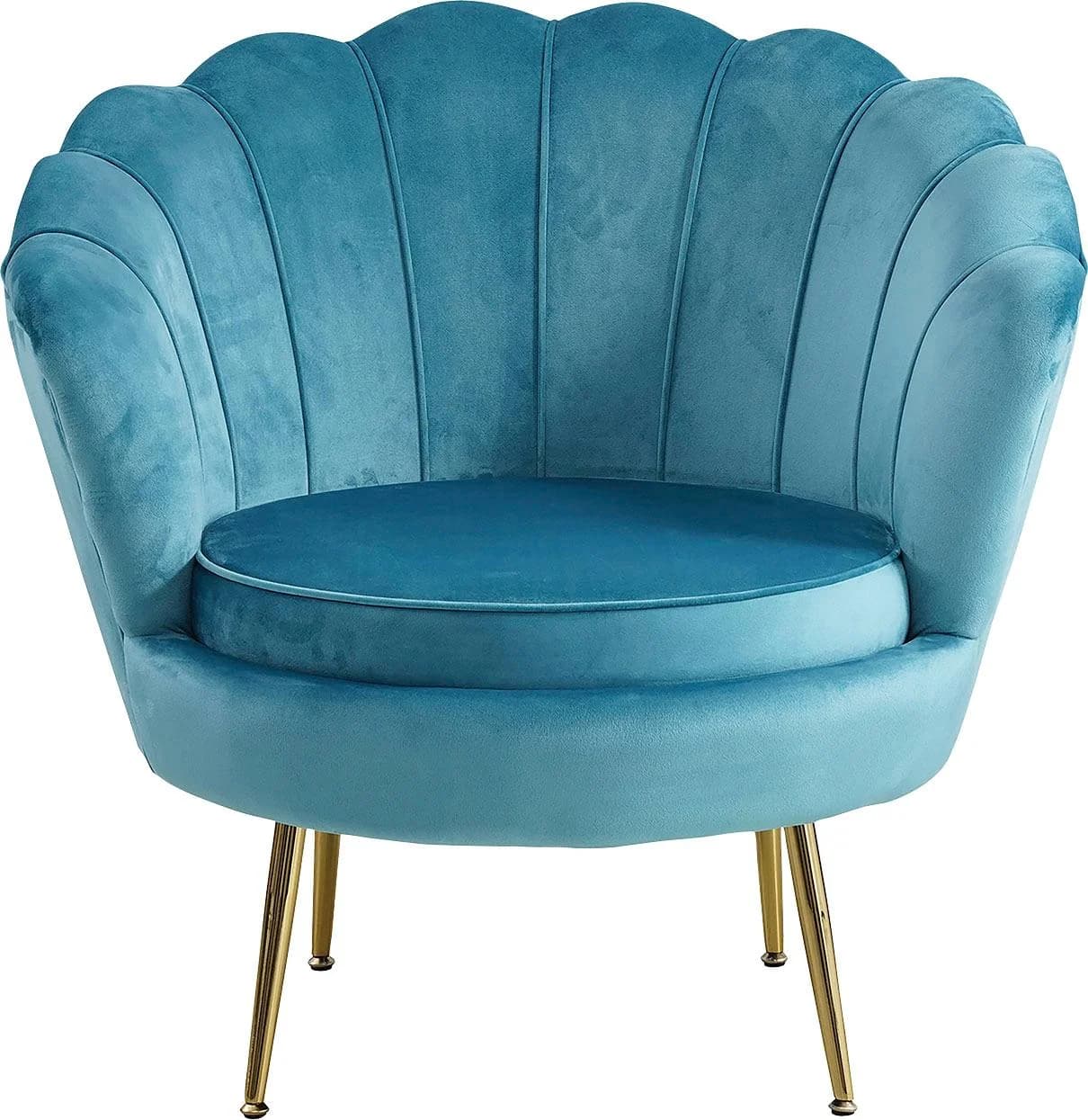 SALESFEVER Loungesessel Clam Blau Samt Gold Metall