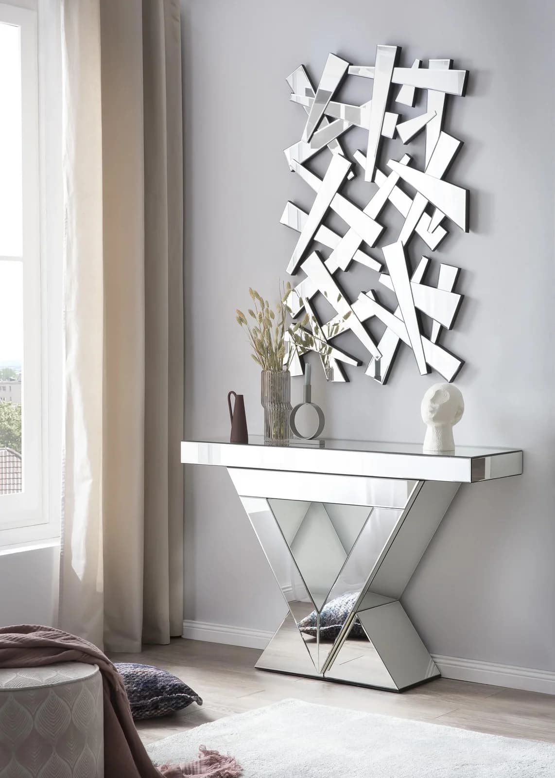 Salesfever Konsolentisch Silber Glas Design für Eingangsbereich
