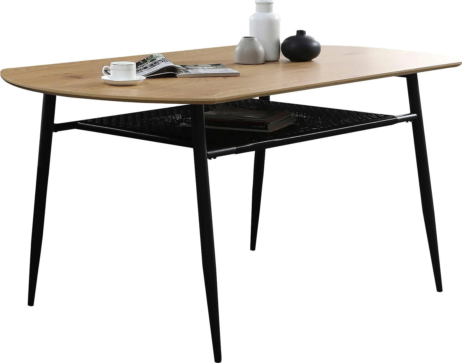Esstisch SALESFEVER Familienfreundlicher Tisch Natur/Schwarz Metallgestell