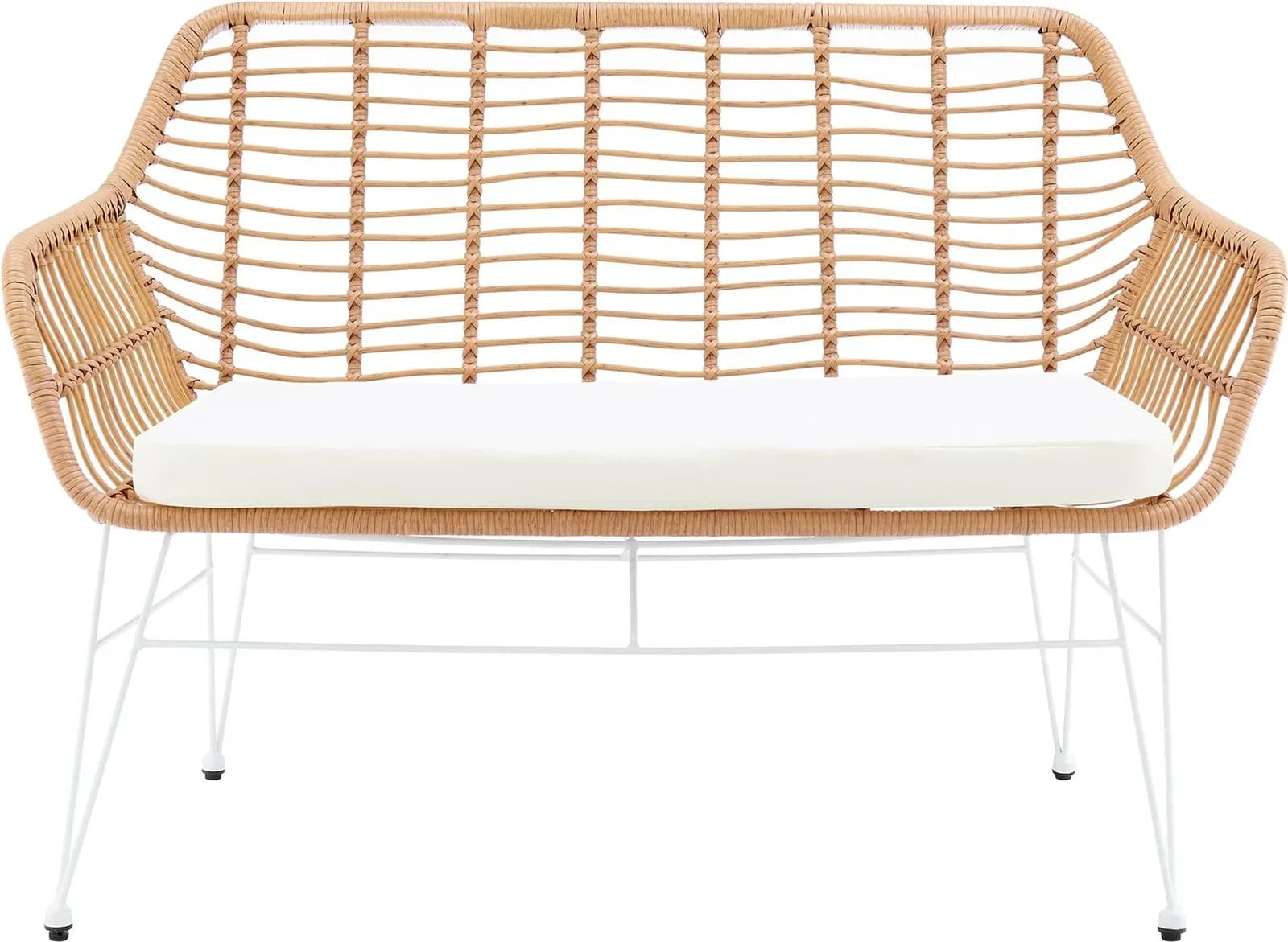Sitzbank SALESFEVER "Wels Komfortable Bank" Beige Rattanoptik