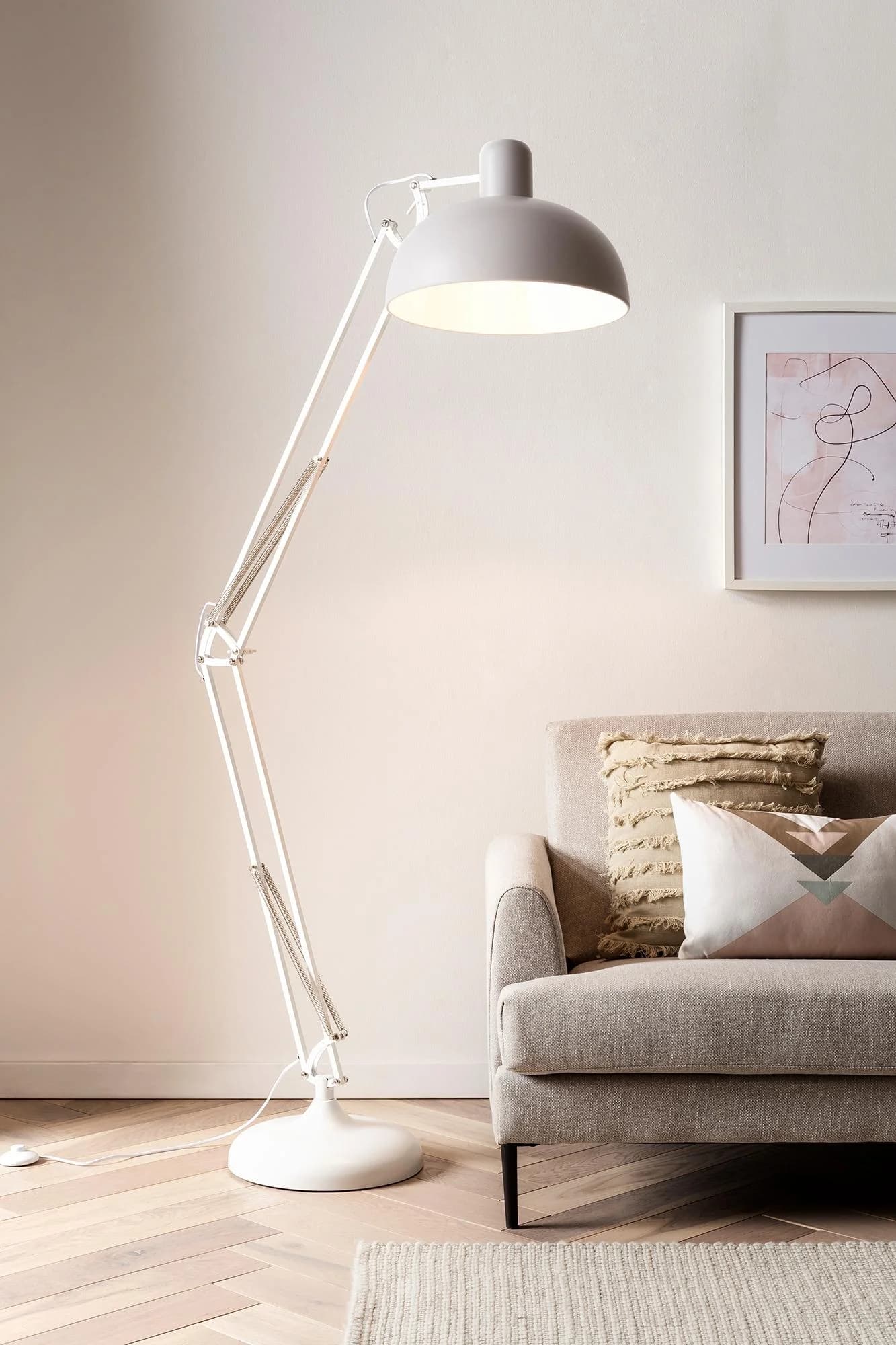 SALESFEVER Stehlampe Jack Weiß Metall Verstellbar