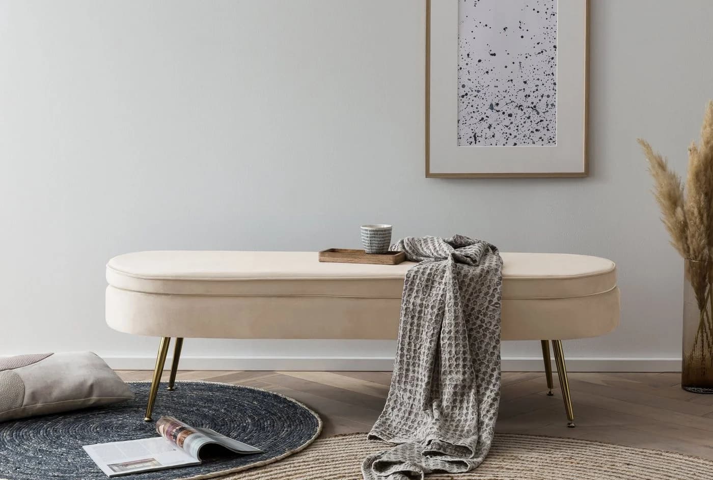 Salesfever Clam Polsterbank Beige mit Metallgestell - Bild 3