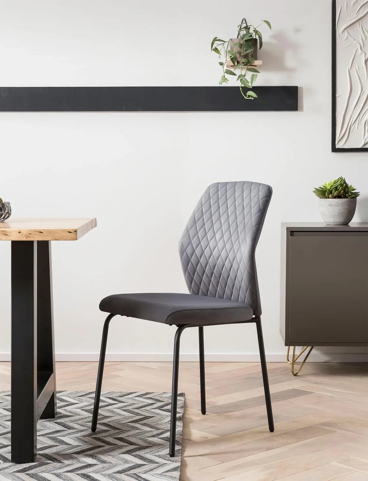 Salesfever Esszimmerstuhl 2er Set Grau Schwarz Samt
