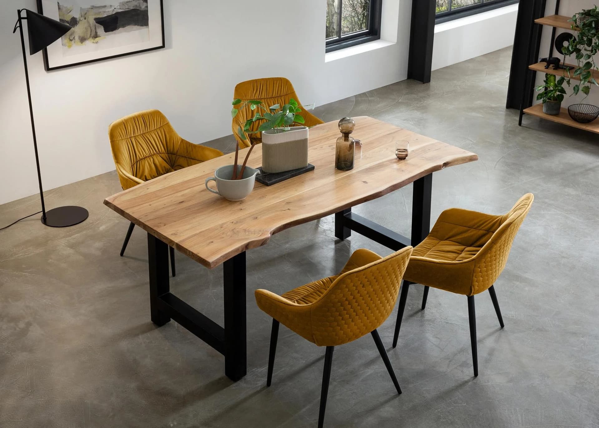 Essgruppe SALESFEVER Massivholz Metall Esszimmer 5-teilig