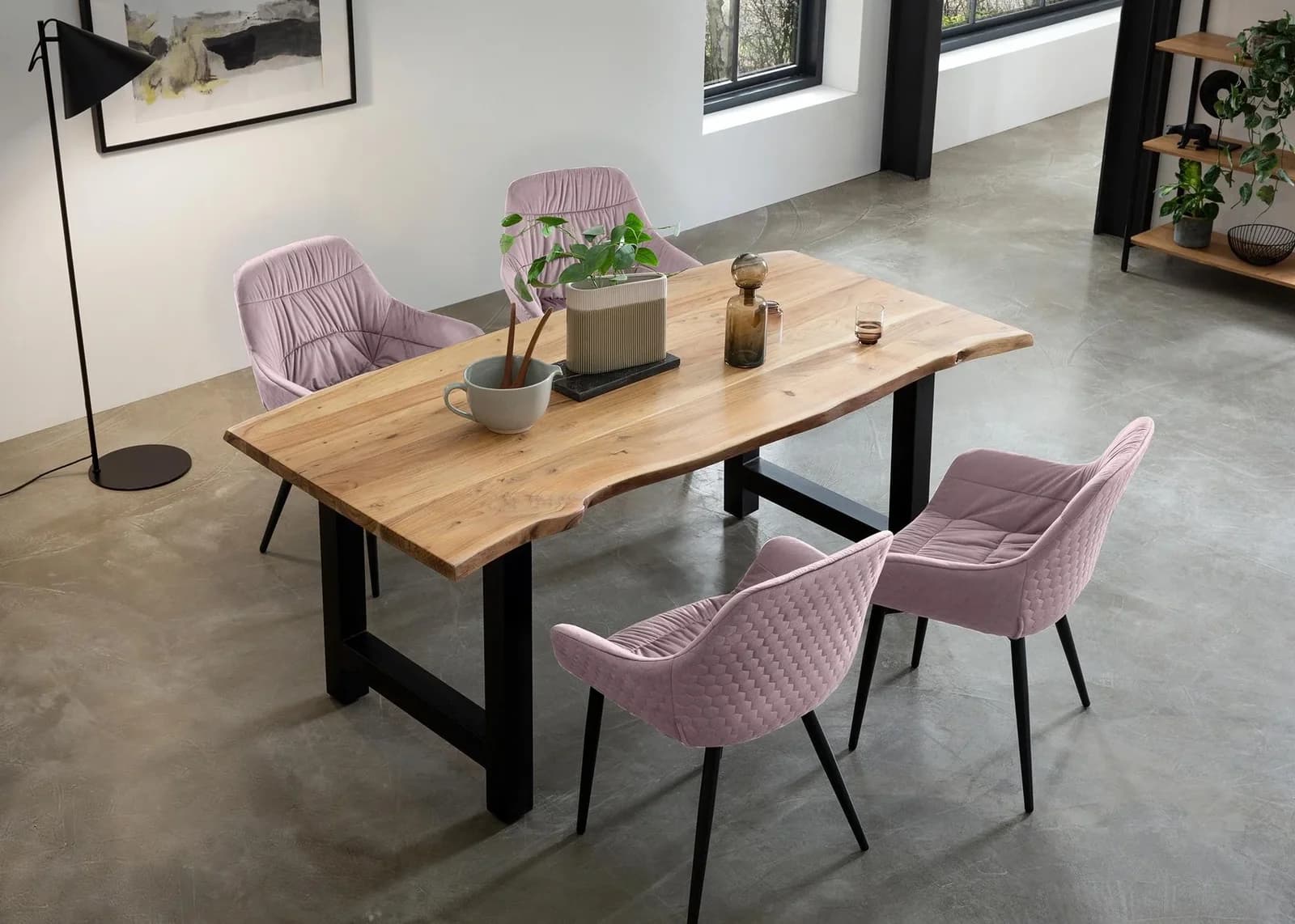 Salesfever Essgruppe 5-tlg. Akazie Metall Rosa Schwarz Samt