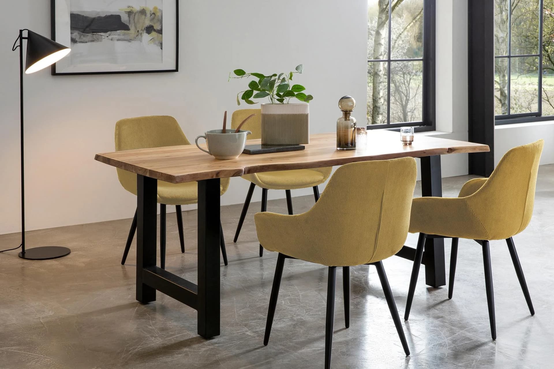 Salesfever Essgruppe Akazie Massivholz 160cm Gold Schwarz