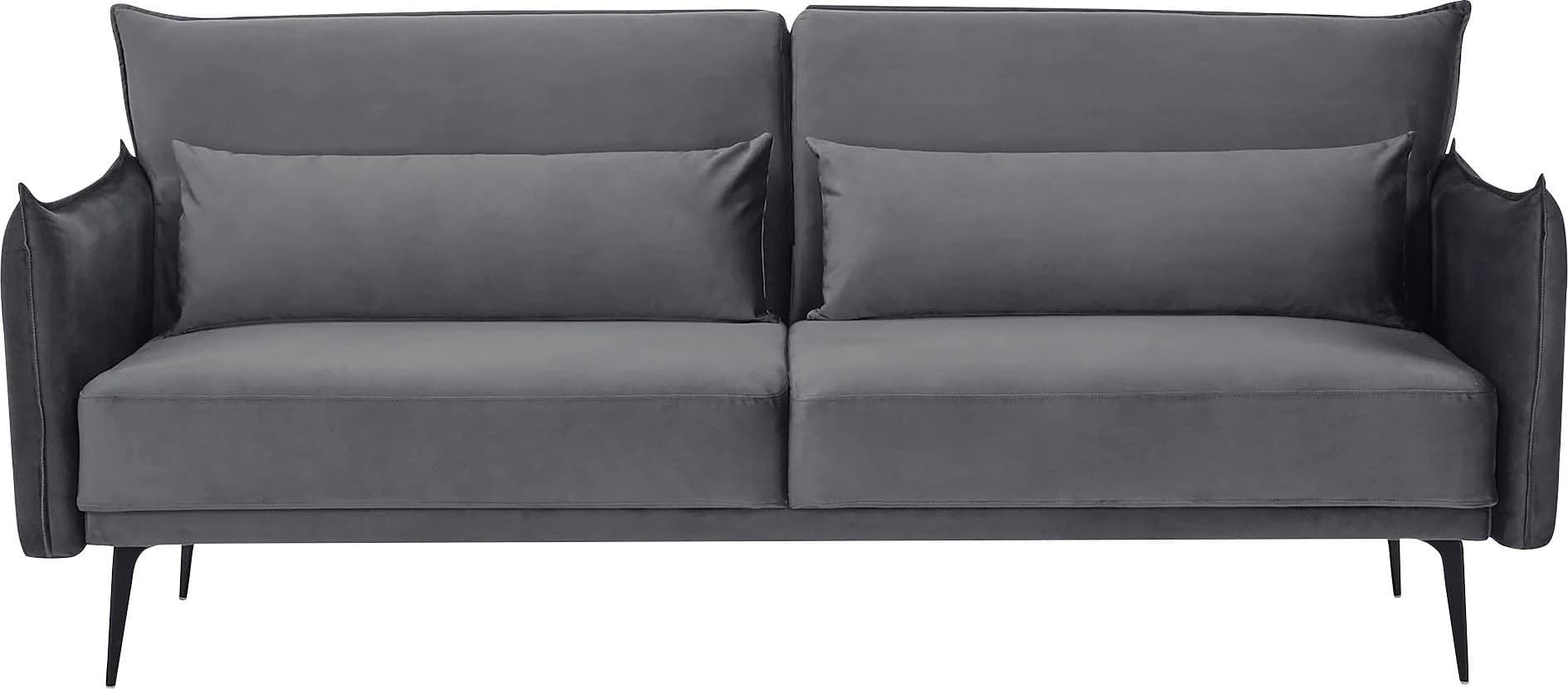 Salesfever 3-Sitzer Sofa Samt Grau-Schwarz mit Schlaffunktion