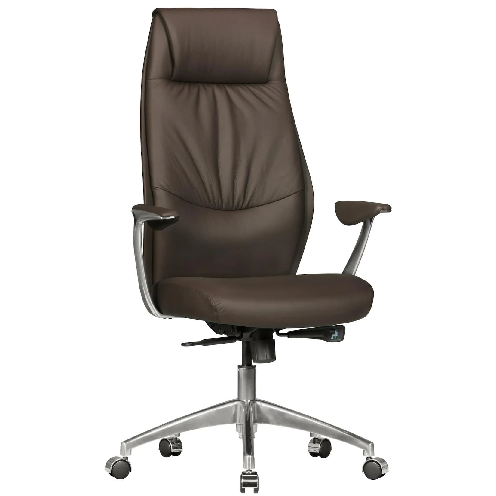 KADIMA DESIGN Chefsessel TEMZA Echtleder Aluminium Synchronmechanik