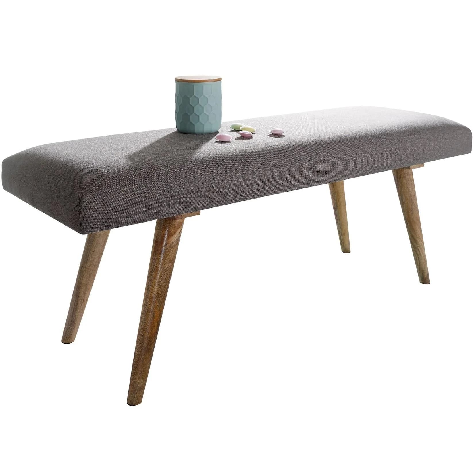 KADIMA DESIGN Sitzbank SILE Retro-Stil Massivholz Stoff
