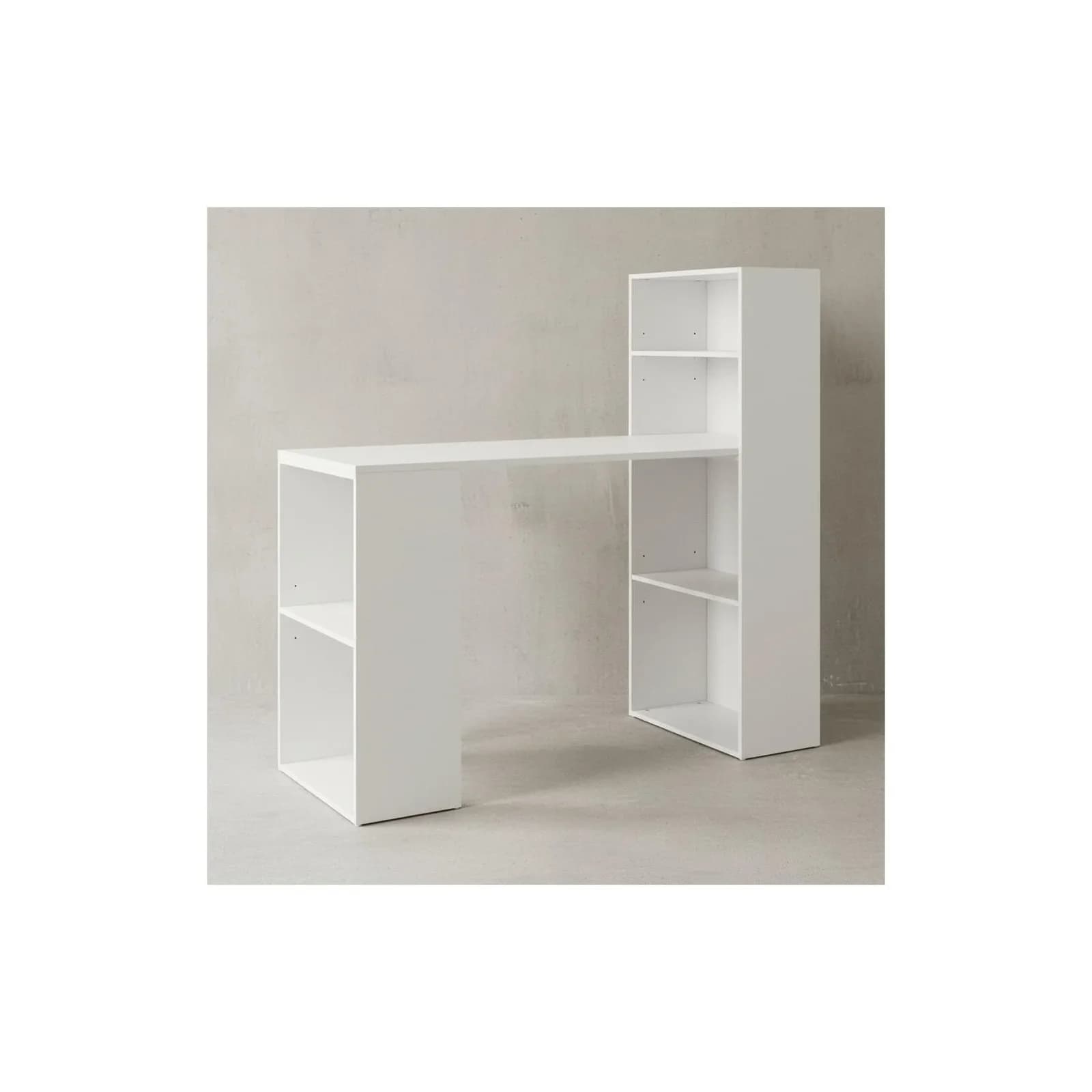 KADIMA DESIGN Schreibtisch mit Regal BRENTA Weiß Matt Modern