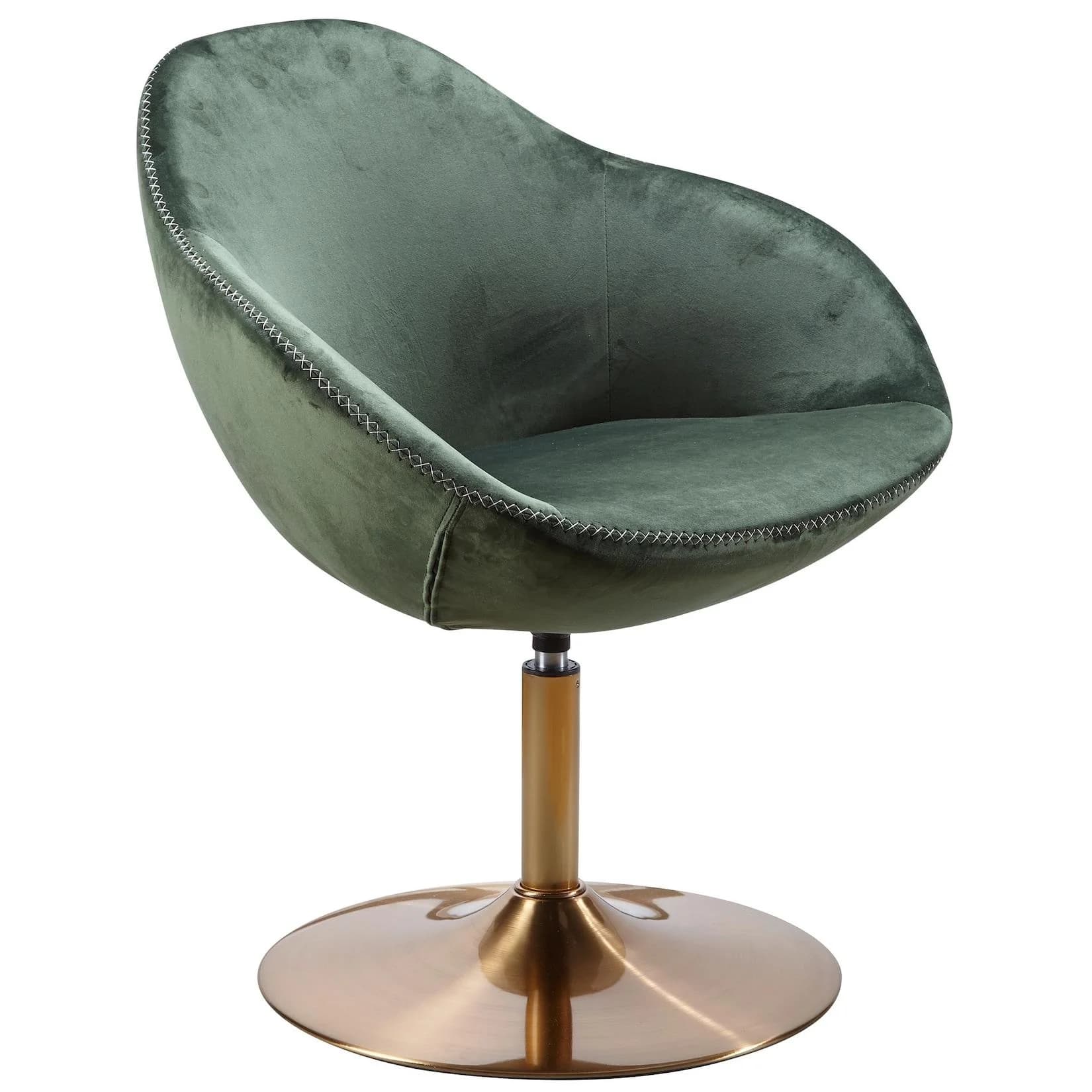 KADIMA DESIGN Loungesessel Grün-Gold Samt 360° drehbar Trompetenfuß