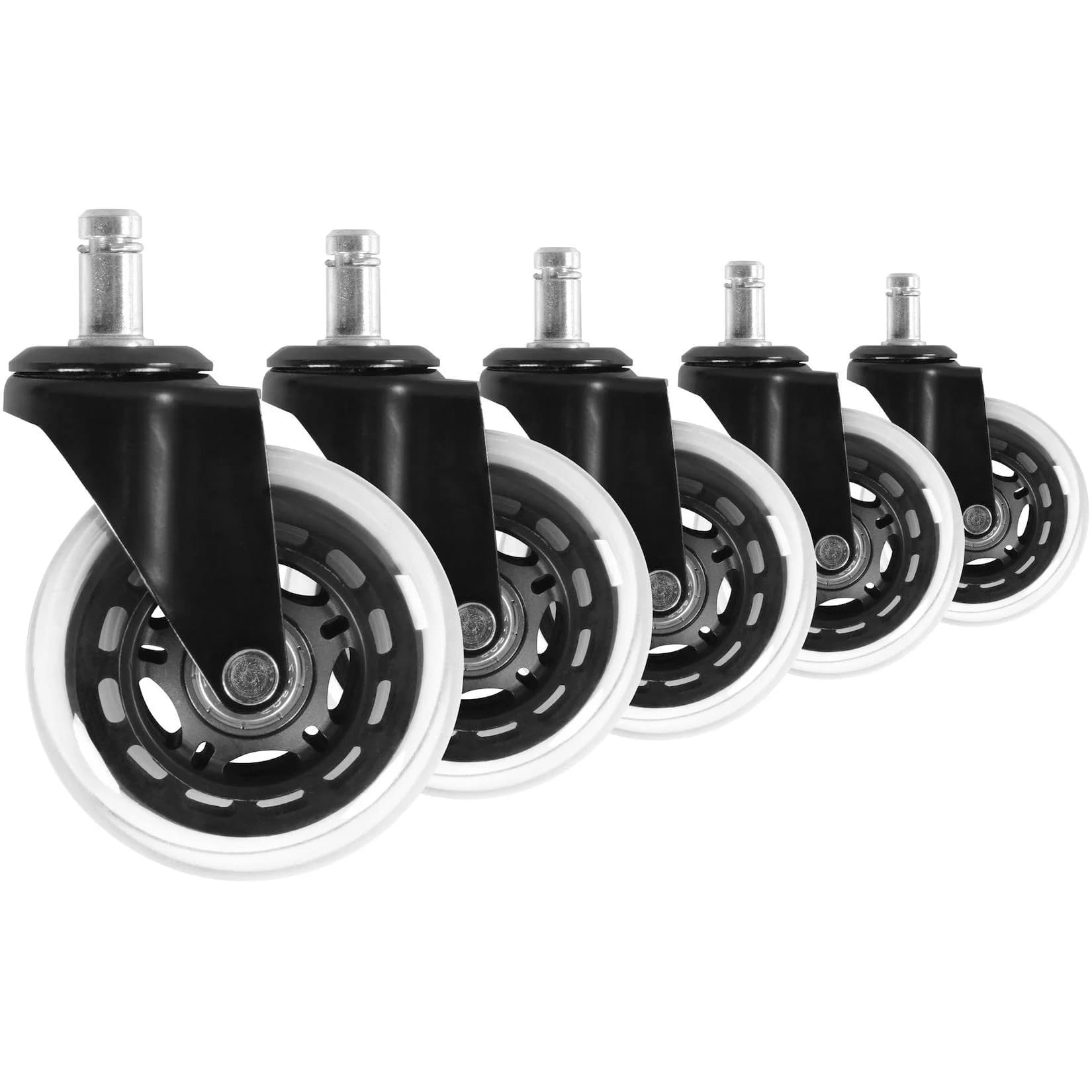 KADIMA DESIGN Gummierte Bürostuhlrollen 5er Set Schwarz 75mm