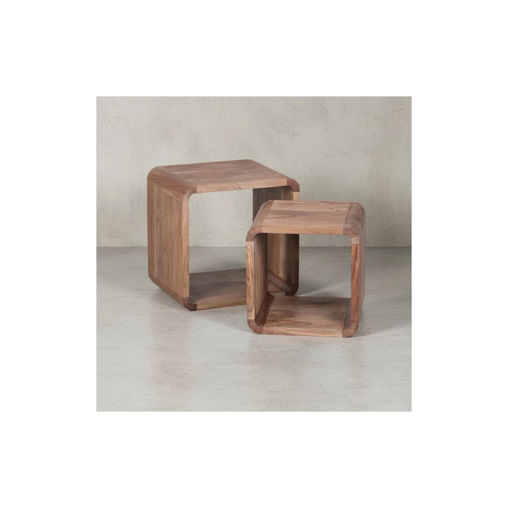 KADIMA DESIGN Moderne Akazie Satztische 2er Set Massivholz