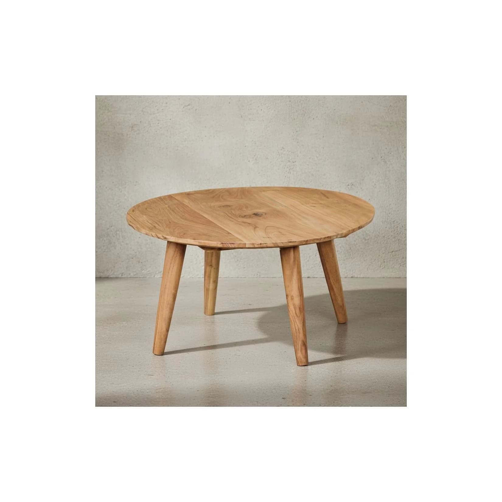 KADIMA DESIGN Couchtisch Rund Massivholz Akazie Braun