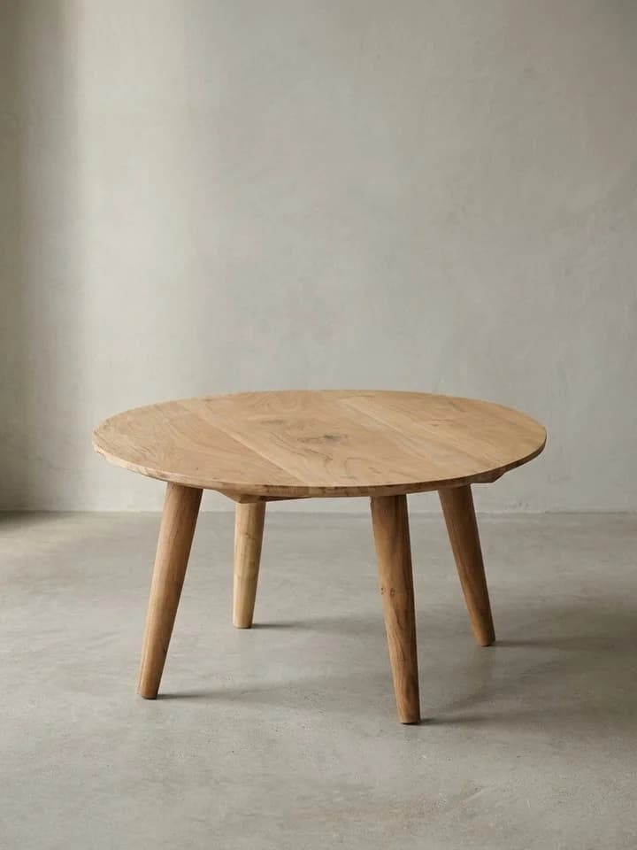 KADIMA DESIGN Couchtisch Rund Massivholz Akazie Braun - Bild 3
