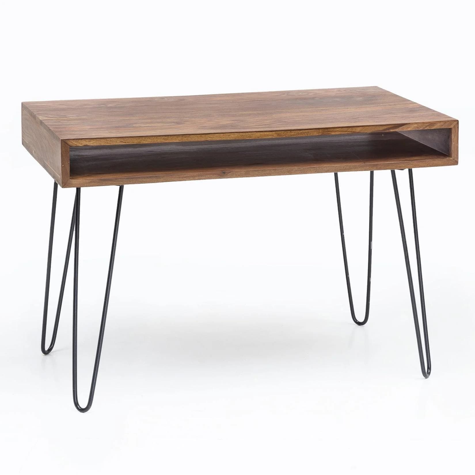 KADIMA DESIGN Massivholz Sheesham Schreibtisch Retro Industrial Look