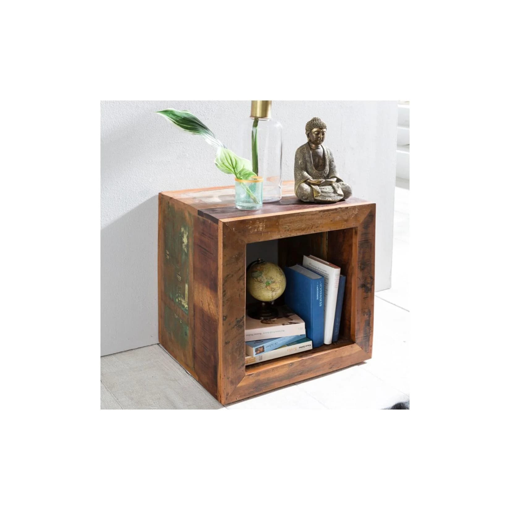 KADIMA DESIGN Quadratischer Beistelltisch Diana Mango-Holz Shabby-Chic