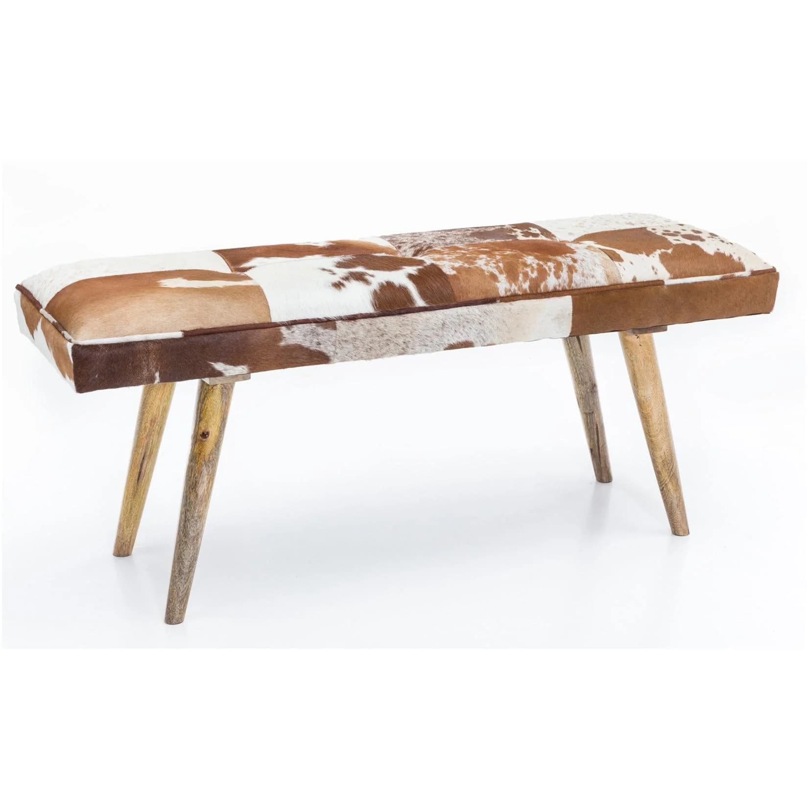 KADIMA DESIGN Sitzbank Landhausstil Ziegenfell Mango Holz