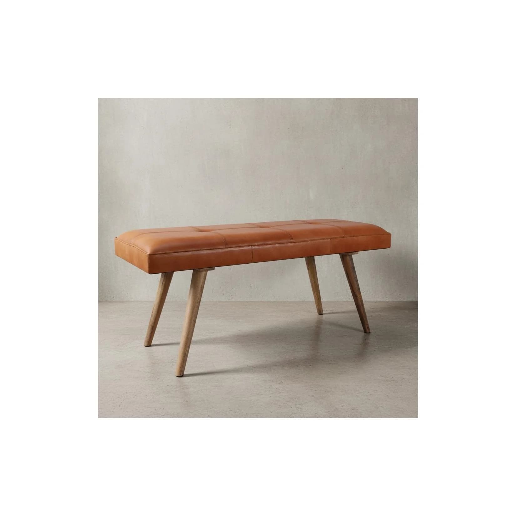 KADIMA DESIGN Retro-Sitzbank Ziegenleder Massivholz Braun