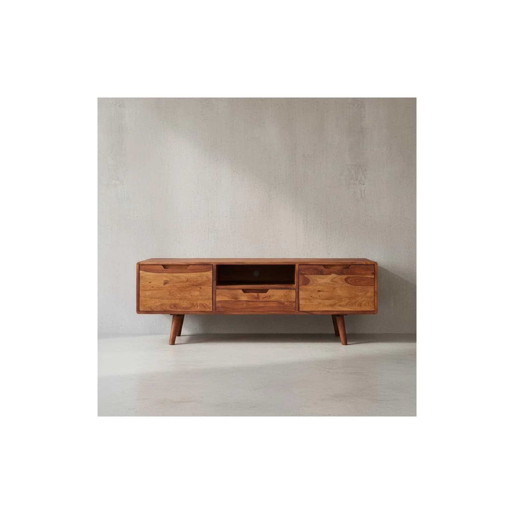 KADIMA DESIGN Massives Lowboard im Landhausstil, Fernsehkonsole mit Stauraum, Handgefertigt