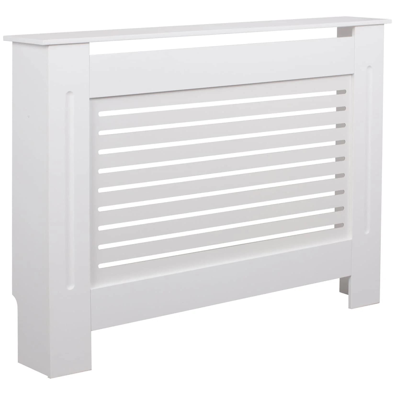 KADIMA DESIGN Heizkörperverkleidung Weiß Lamellen-Muster MDF