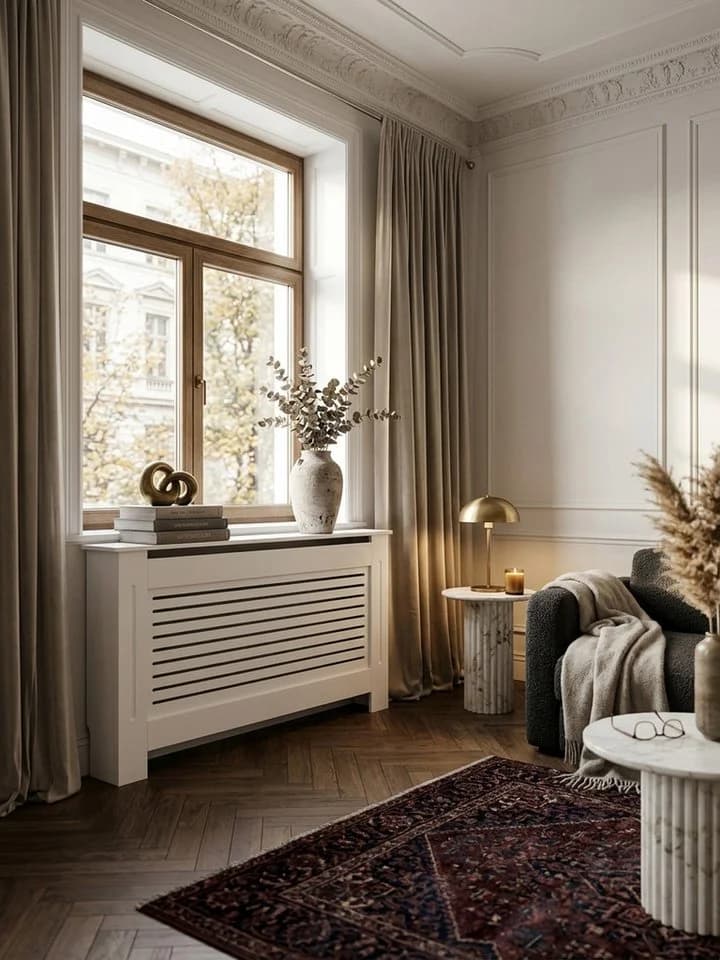 KADIMA DESIGN Heizkörperverkleidung Weiß Lamellen-Muster MDF - Bild 2